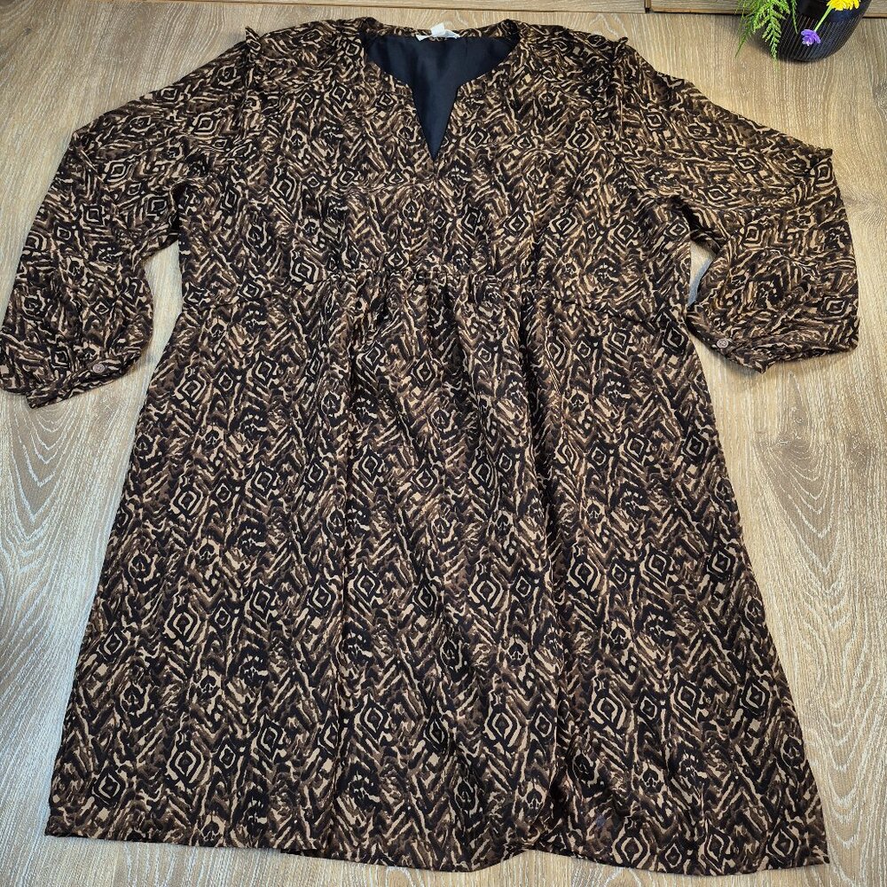 Beach Lunch Lounge Aline Dress XXL 2X Sheer sleeves FALL Vacation tribal